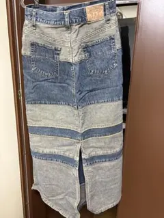 パッチワークデニムタイトスカート