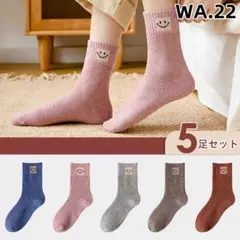 WA22 ソックス 5足組 くつした 大人可愛い 美品 カラフル 大 [iq0]