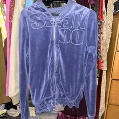 ネイビー フード付き パーカー 花柄刺繍 平成 y2k