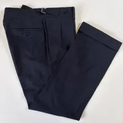 【美品】RING JACKET 通年素材 スラックス ベルトレス ウール ネイビ