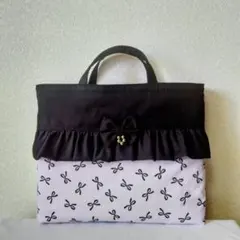 きゅう様専用②⭐︎入園　入学　レッスンバッグ　黒×パープルリボン柄