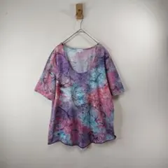 【総柄】ポールスミス　半袖Tシャツ　幾何学　パープル　ピンク　XLのサムネイル