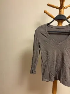 グレー Vネック 五分袖 Tシャツ【S】