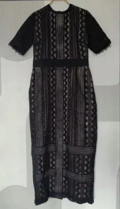 ラグナムーン　ジオメトリックレースワンピース　ブラック　M