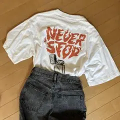 WEGO NEVERSTOP プリント ホワイト TシャツMのサムネイル