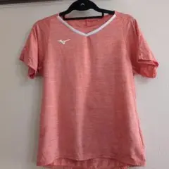 Mizuno オレンジ Vネック 半袖シャツ　Lサイズ