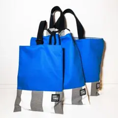 N12-ブルーストライプ　男の子　レッスンバッグ体操着袋上履き入れ入園入学セット