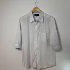 【良品】BEAMS HEART ドット柄 半袖シャツ ホワイト XL