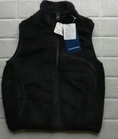 キッズベスト 黒 キッズフリースベスト 110 シンプル こどもベスト ふんわり