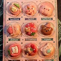 人気 ピンク系 動物3Dシールデコパーツシール カプセル風立体シール 1枚セット