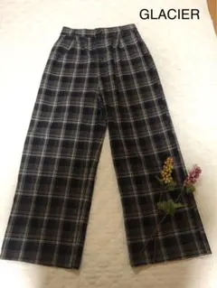 ★最終値下げ★グラシア★Ｌサイズ　チェック柄ワイドパンツ★