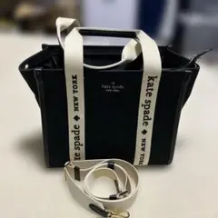 (美品) ケイトスペードニューヨーク　キャプ　キャンバス　スモール　トート　黒