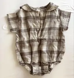⚫︎tete a teteチェック柄半袖ロンパース 70cm⚫︎