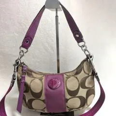 y2k コーチ ワンショルダー バッグ　アクセサリーポーチ 2way パープル