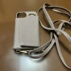 ベージュ 合成皮革 iPhone14ケース カードポケット付き