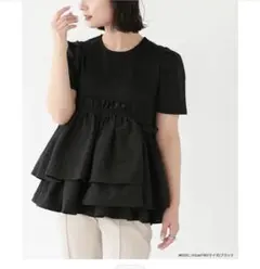 【完売】fitmoreアシメペプラムジャガードトップス　フィットモア