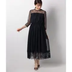 LOULOU WILLOUGHBY シアーレースドレス　ワンピース　ネイビー