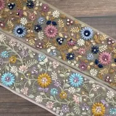 308.インド刺繍リボン 50cm×2本セット