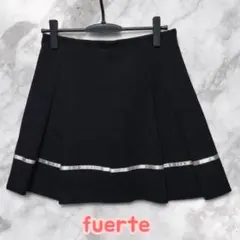 fuerte フェルテ 黒 ミニスカート フレアプリーツ ラインデザイン Lのサムネイル