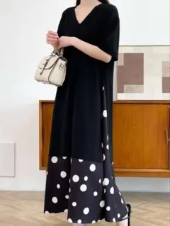 ワンピース ロング 大きいサイズ ドッキング 半袖 体型カバー ゆるだぼ　楽チン