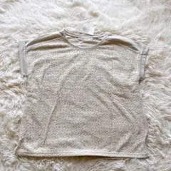 ルノンキュール　半袖カットソー　前レース　キナリ/ライトグレー系　M タグ付き