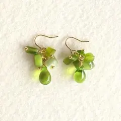 ♥️天然石×チェコドロップ♪キャッツアイゆらゆらピアス♪　ハンドメイド