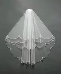 2層ビーズパール付きウェディングベール