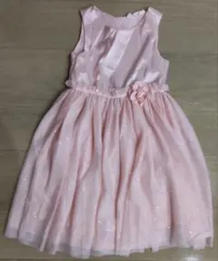 ピンク フラワー装飾 ノースリーブドレス