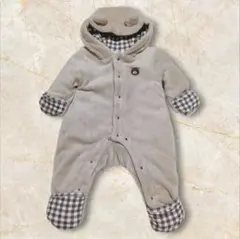 【西松屋】カバーオール　クマミミ　もこもこ　オールインワン　熊ワッペン　70Cm