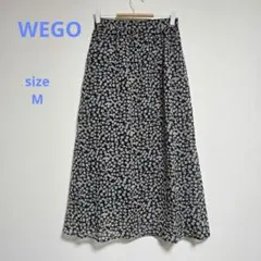 WEGO 花柄 マキシスカート M ネイビー デイジー フレア ロング 裏地付きのサムネイル