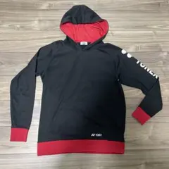 YONEX フード付ライトトレーナー 裏起毛 赤×黒 サイズO