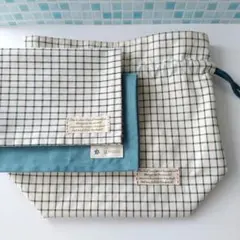 ハンドメイド *＊ お弁当袋 & ランチョンマット ＊*　グリーン系