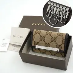 ✨未使用展示品・箱付き✨　GUCCI キーケース　キーリング　GGライン シマ