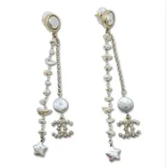 CHANEL ココマーク ピアス コメット フック 星 ストーン ロングピアス 