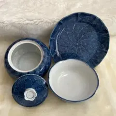 有田焼　徳三郎　青色花模様 食器セット 3点