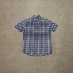 00s リーバイス チェック 半袖シャツ M 紺 白 ビンテージ Levi's