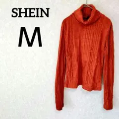 一点物✨SHEIN【Ｍ】 オレンジブラウン リブタートルネック/セーター
