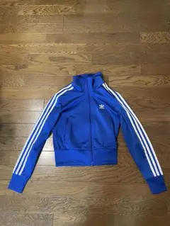 adidas 青 ジップアップジャケット 3本ライン