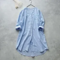美品♪ウィムガゼット リネンスタンドカラーシャツ バンドカラー 麻