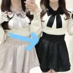 【Evelyn】ツイードダブルフレアSK ブラック