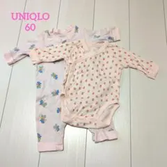【USED】UNIQLO 長袖ロンパース＆ボディセット　60