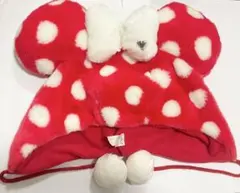 【3連休限定値下げ】ミニーマウス 耳付き 赤白水玉帽子