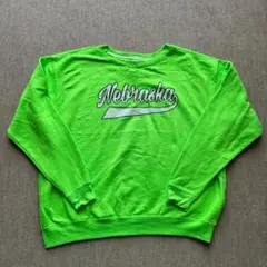 【蛍光グリーン】Nebraska カレッジロゴ スウェット XL相当