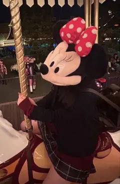 ミニーマウス 被り物　ファンキャップ