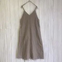リバーサイドカフェ ミドル丈 キャミワンピース 麻×綿 ポケット付き　【F】