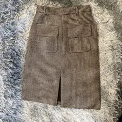 ブラウンチェック タイトスカート