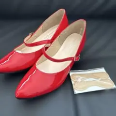 androgynos レッド 25cm日本製ハイヒールパンプス