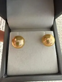 ✨極美品✨南洋白蝶ゴールドパール ピアス 13.7mm K18 鑑別書付き 