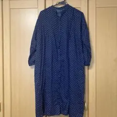 最終値下げ　水玉　ネイビー　シャツワンピース　春秋