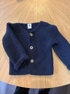 プチバトーネイビー ニットカーディガン 12m